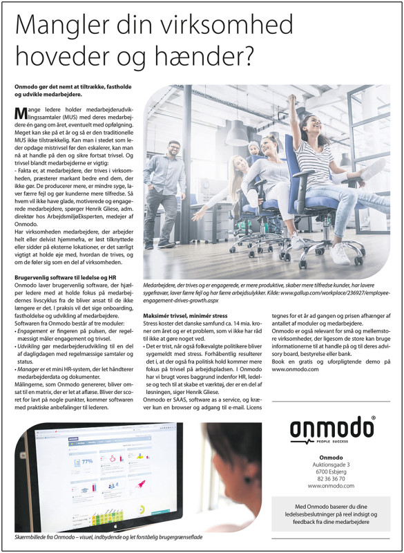 Læs artiklen om Onmodo i Erhverv+ Sydjyllland